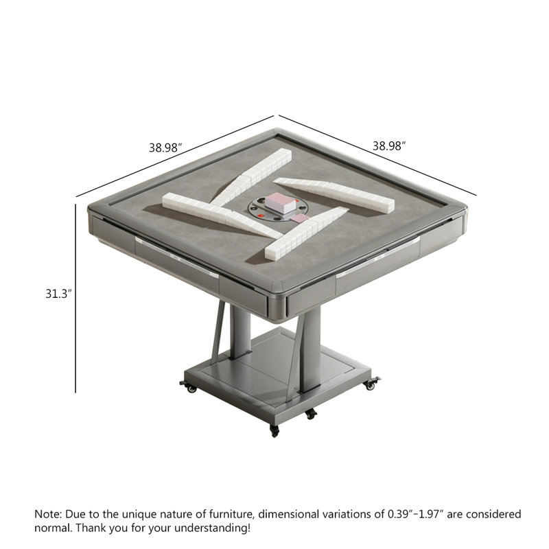 Gray Modern Multi-functional Fully Automatic Foldable Mahjong, Dining & Poker Combo Table with Casters, Gray