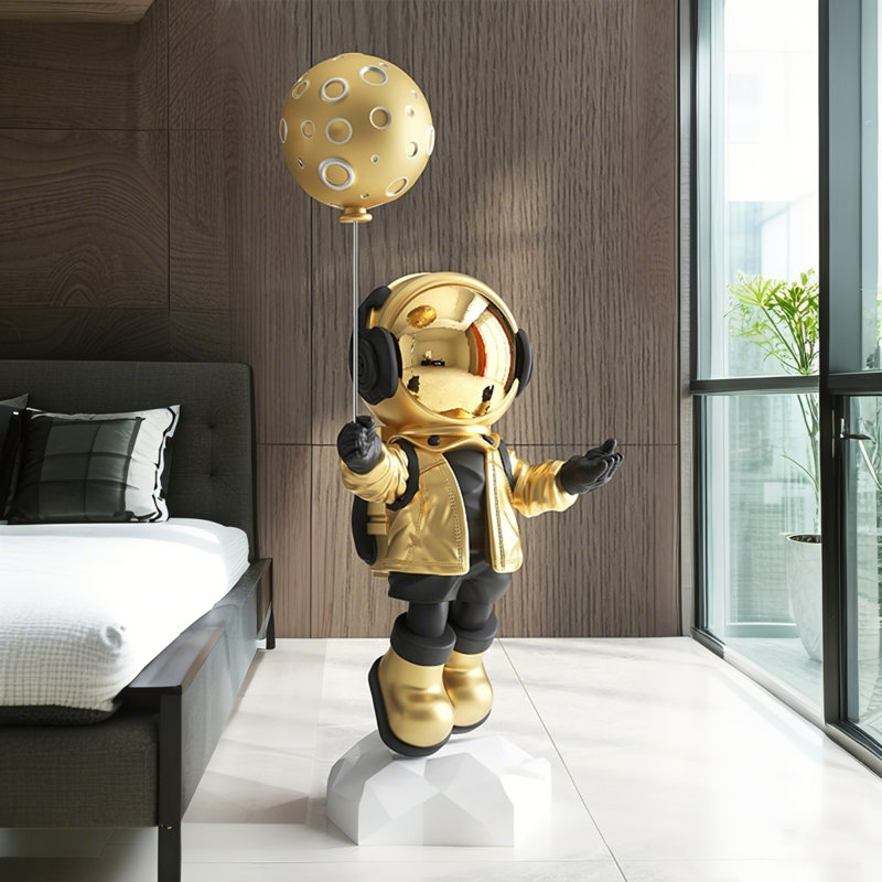 Figurine d'atterrissage 43,31 "ballon astronaute doré, Doré / blanc / noir
