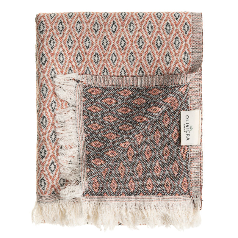 Serviette et jeté en coton Williar, Terracotta