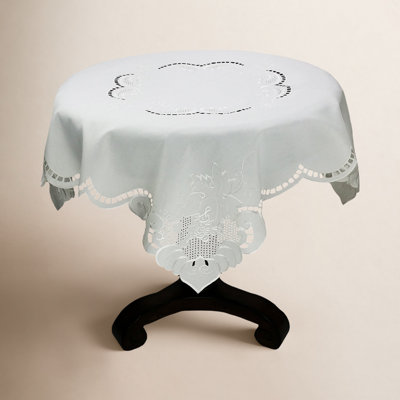 Grapes and Leaves Embroidered Cutwork Table Topper