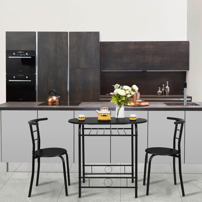 Black Iron & MDF Dining Set With Oval Tabletop, 1 Set