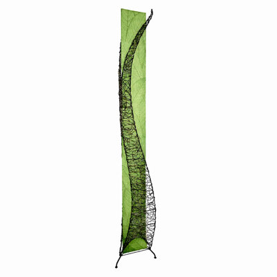 Lampe sur pied géante Eangee Home Design Wings à abat-jour vert faite de vraies feuilles de cacao 11 po de longueur x 10 po de largeur x 72 po de hauteur (385 xl g)