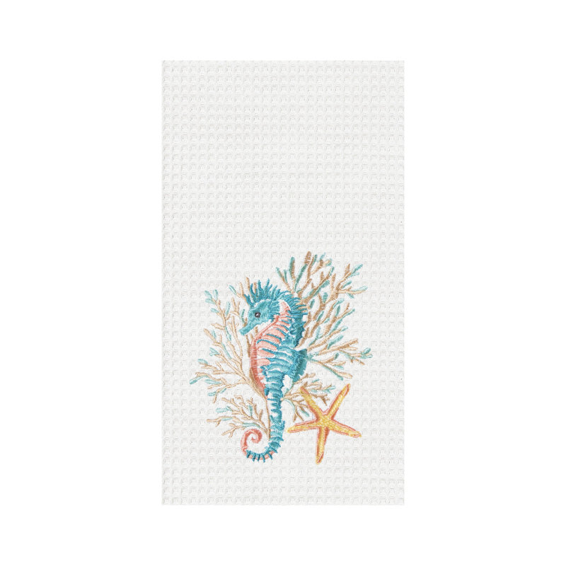 Serviette de cuisine Seahorse And Coral Waffle Weave