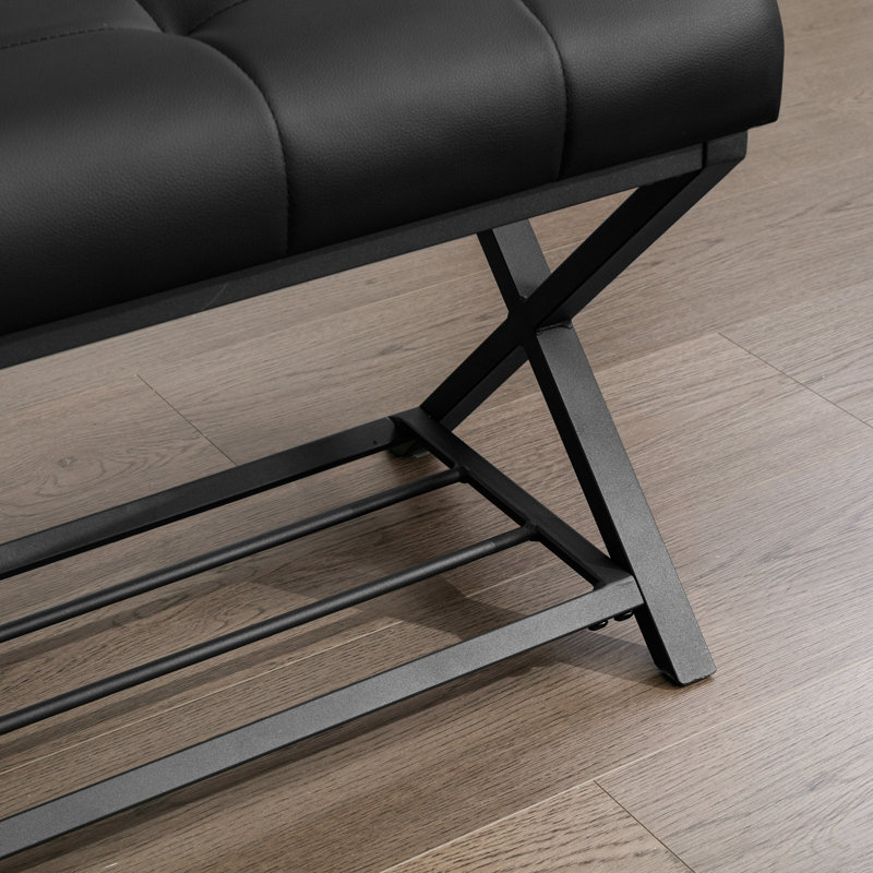 Banc rembourré avec rangement pour chaussures Richia, Noir