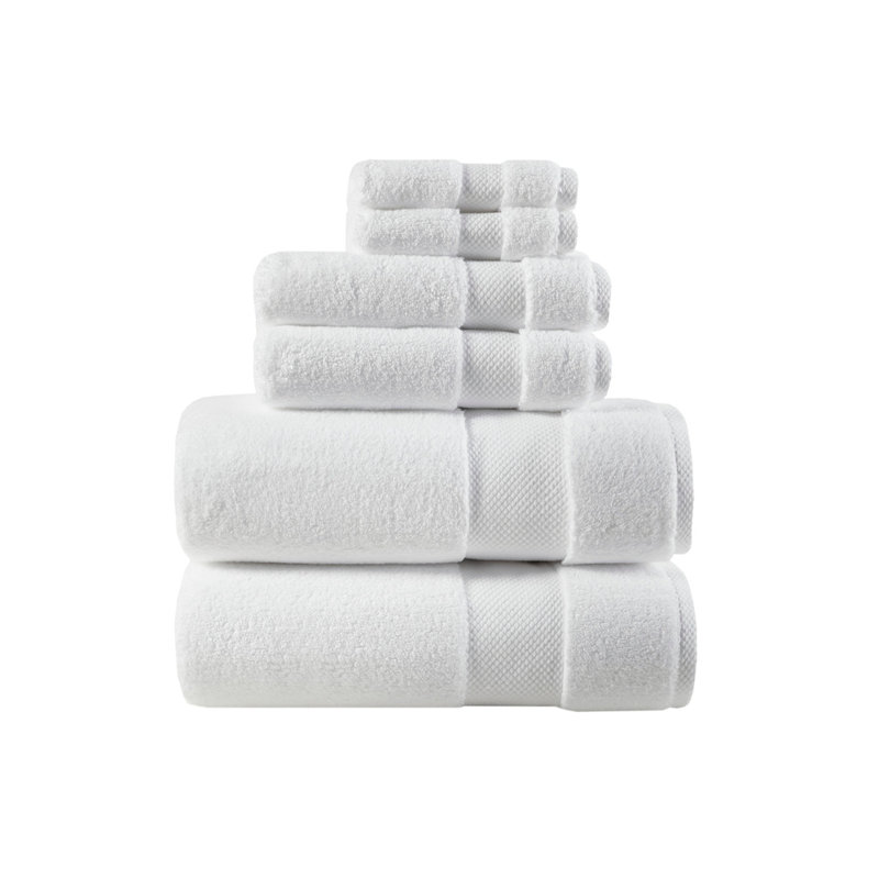 Ensemble de serviettes 6 pièces en coton, Blanc