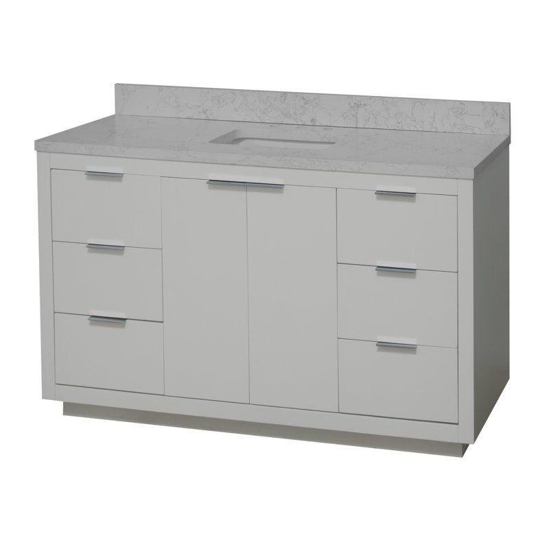Ensemble de meuble-lavabo simple 60 po Wiepie, Blanc, Chrome poli