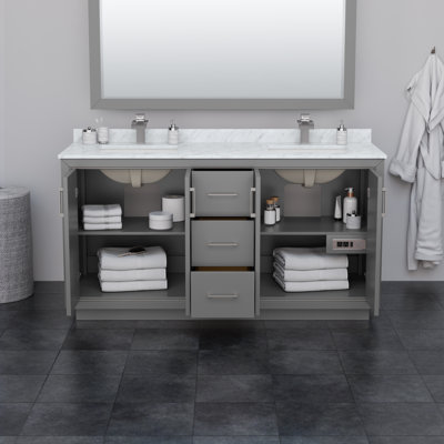 Icon 66" Freestanding Double Bathroom Vanity with Cultured Marble Top