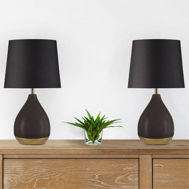 Ensemble de 2 lampes de table en céramique 2 tons noir / doré