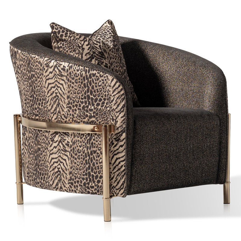 Lisbon 35.5'' Wide Chenille Barrel Chair, Onyx Chenille