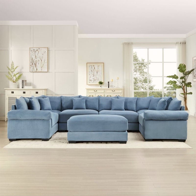 Canapé modulaire surdimensionné avec accoudoirs extra larges, tissu velours côtelé doux et conception ergonomique pour un confort et une flexibilité ultimes