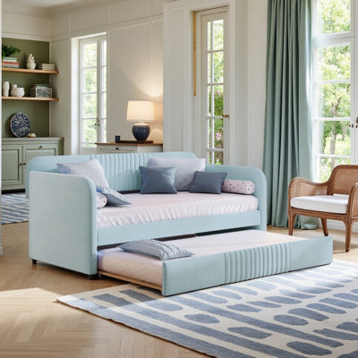 Lit de jour simple en velours avec lit gigogne