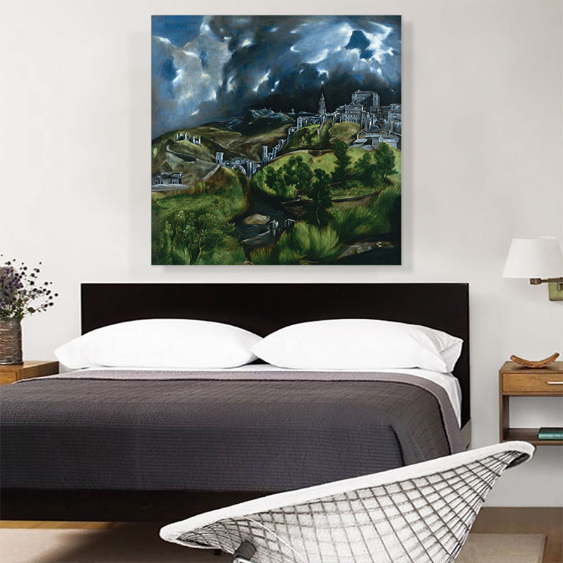 «View of Toledo 1599» par El Greco, reproduction d'art sur toile tendue, H 36 po x l 36 po x P 1,5 po