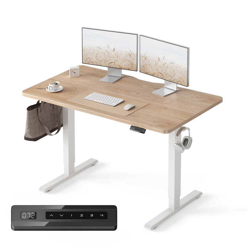Bureau électrique debout, bureau assis-debout à hauteur ajustable, Ivoire/blanc, L 48 po x P 24 po