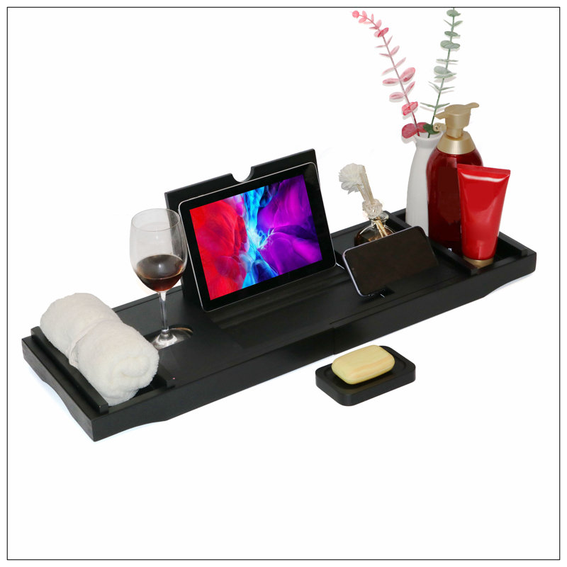 Plateau autoportant pour baignoire en bambou - noir