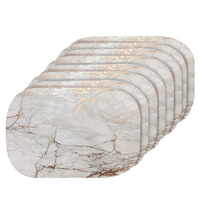 Placemats Dining Table Mat Table Decor Washable Non Slip Marble Oval 12 X 18