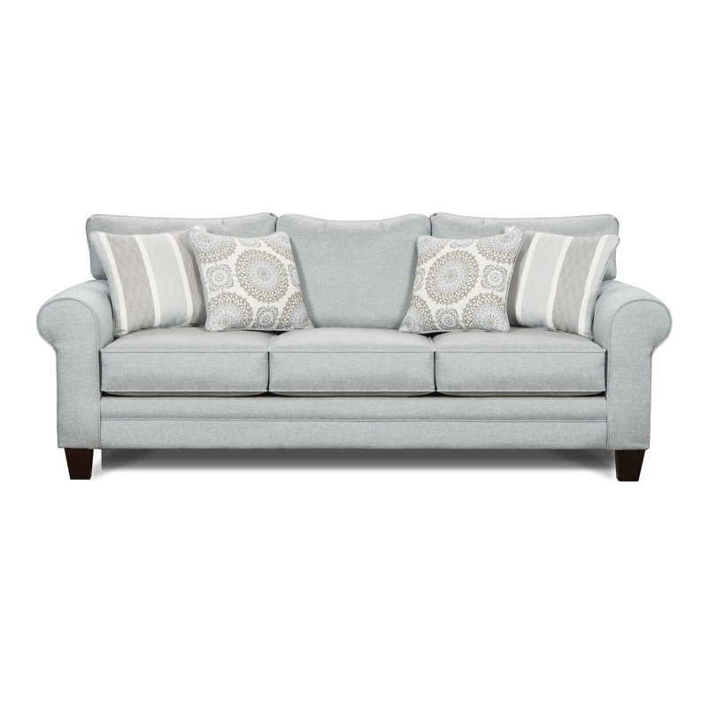 88.4" W Transitional Sofa, Blue Gray