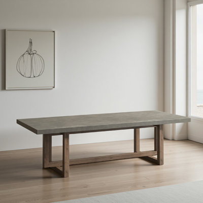 Vintage Faux Cement Gray Solid Wood Rectangular Dining Table