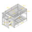 Lit double superposé au-dessus d'un lit double avec lit gigogne simple, gris (ancien sku: LT000126AAE-1)