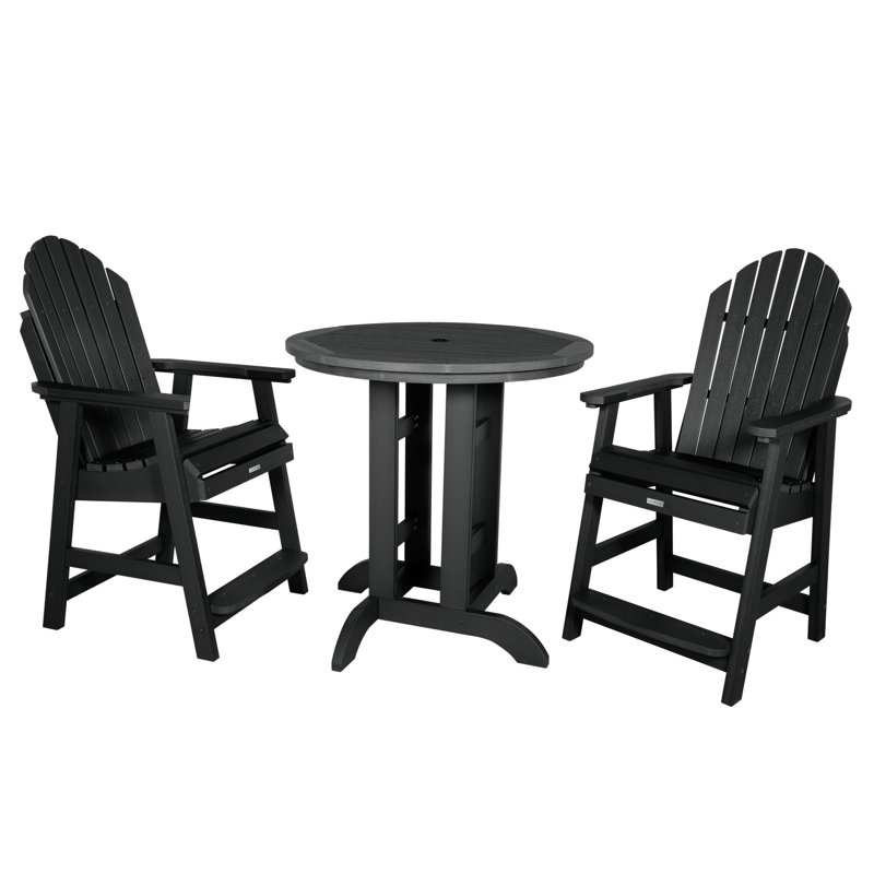 Anette 2-Person 36" Round, Counter-Height Dining Set, Black