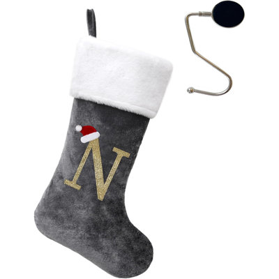 Bas de Noël monogrammés de 20 pouces avec lettres, bas de Noël super doux, bas de grand monogramme, bas de lettre rouge pour les Fêtes de Noël, cadeau de Noël…