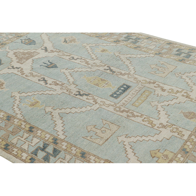 Burano Hand Knotted Wool Geometric Area Rug, Rectangle 4' x 5'