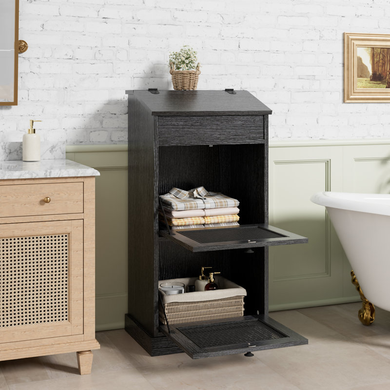 35" Tall Storage Cabinet With 2 Doors, Black