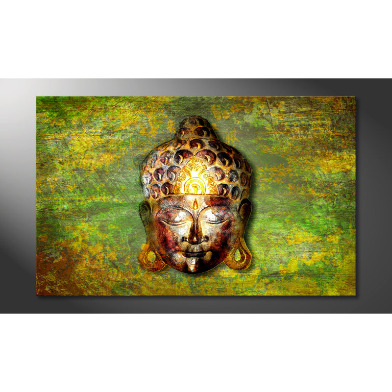 Buddha Head Statue - Wrapped Canvas Print, 80cm H x 100cm W, 100% cotton canvas