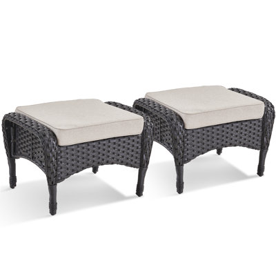 Gaetanino Wicker Outdoor Ottoman with Cushion