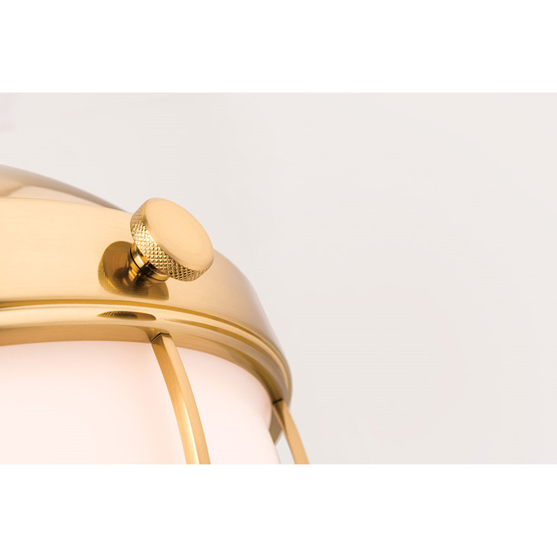 Aged Brass and Glass Globe Pendant Light