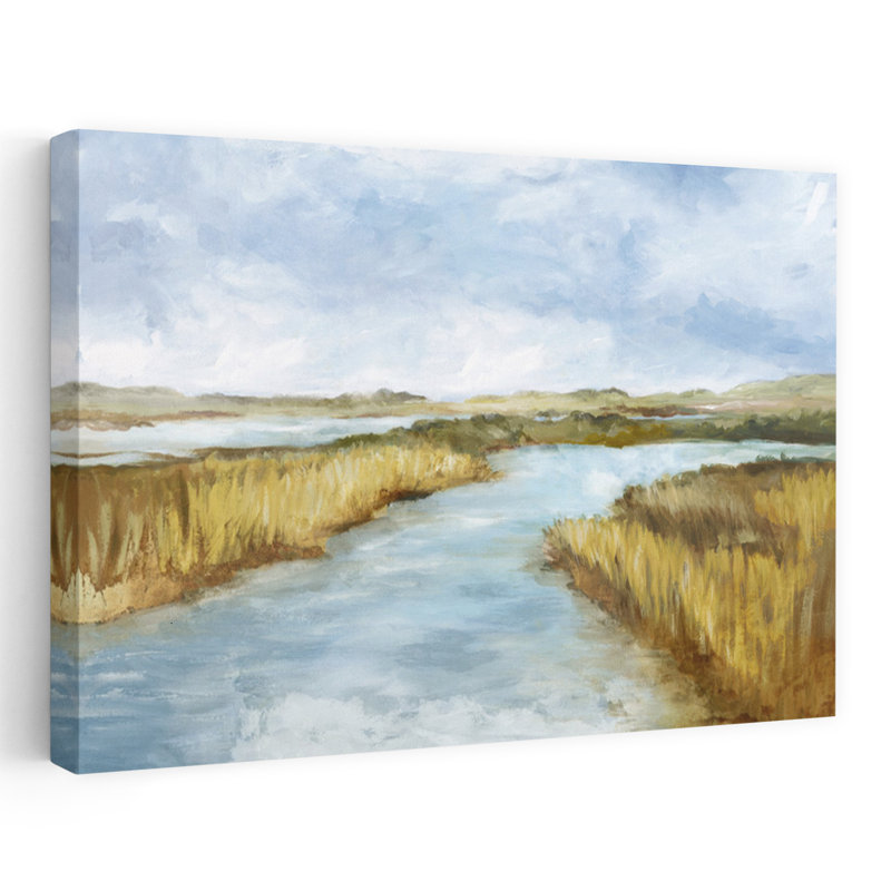 Distance, marais paisible, serein, paysage abstrait, art naturel, H 16 po x l 24 po