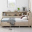Lit de jour en bois avec tablettes de rangement et 3 tiroirs-433759788-433759791
