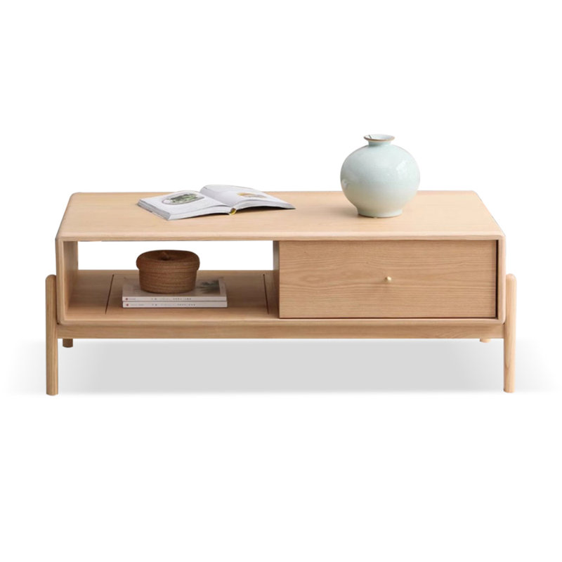 49.76" Burlywood Solid Wood Rectangular Coffee Table