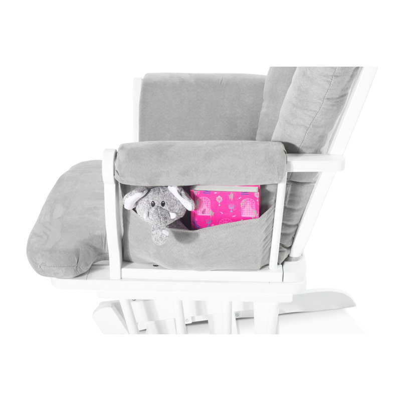 Matte White and Light Gray Glider with Ottoman Set