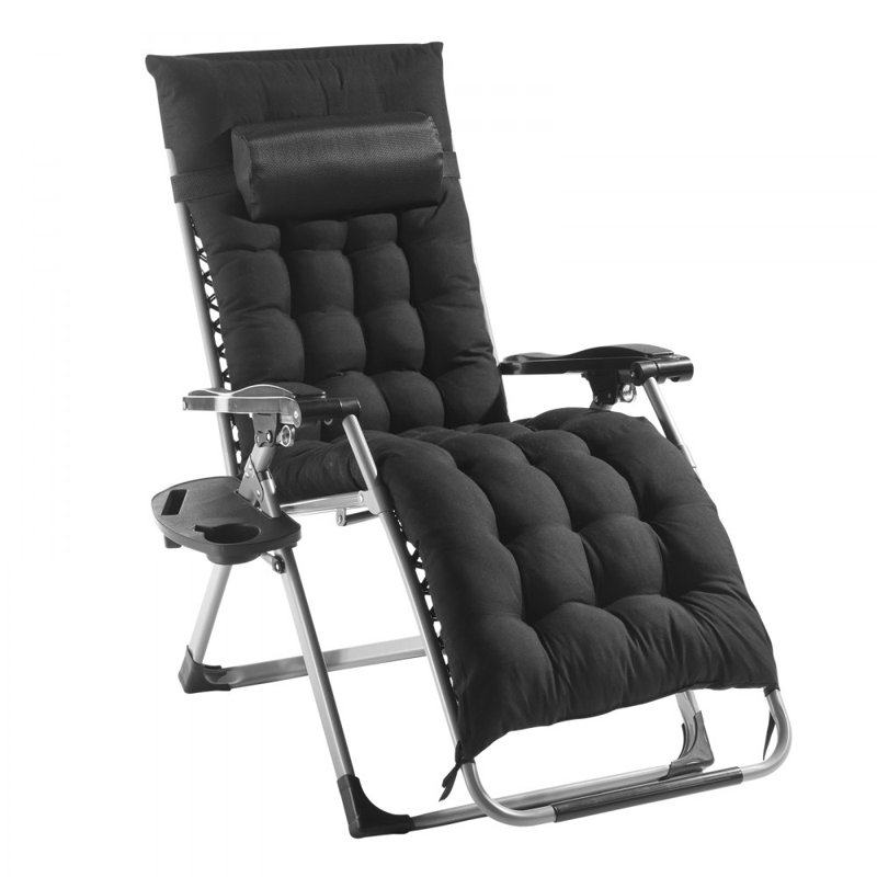 Méridienne inclinable Zero Gravity de 33 po d'intérieur et d'extérieur, Gris, Noir