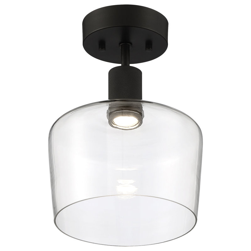 Aarian LED Semi-Flush - Clear Glass - Dedicated LED, Matte Black
