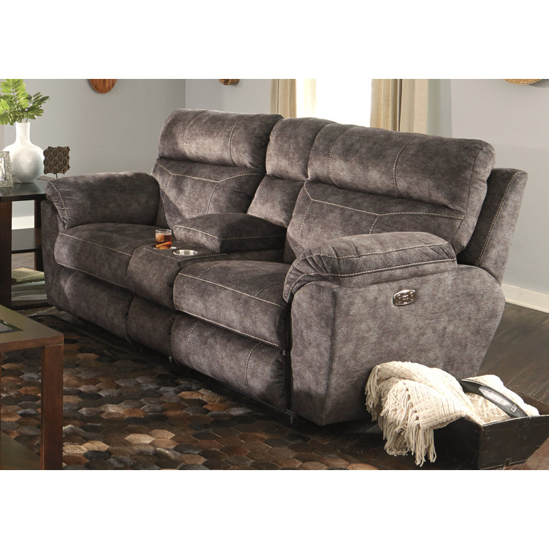 Ameja 86" Pillow Top Arm Reclining Loveseat, Yes, Gray