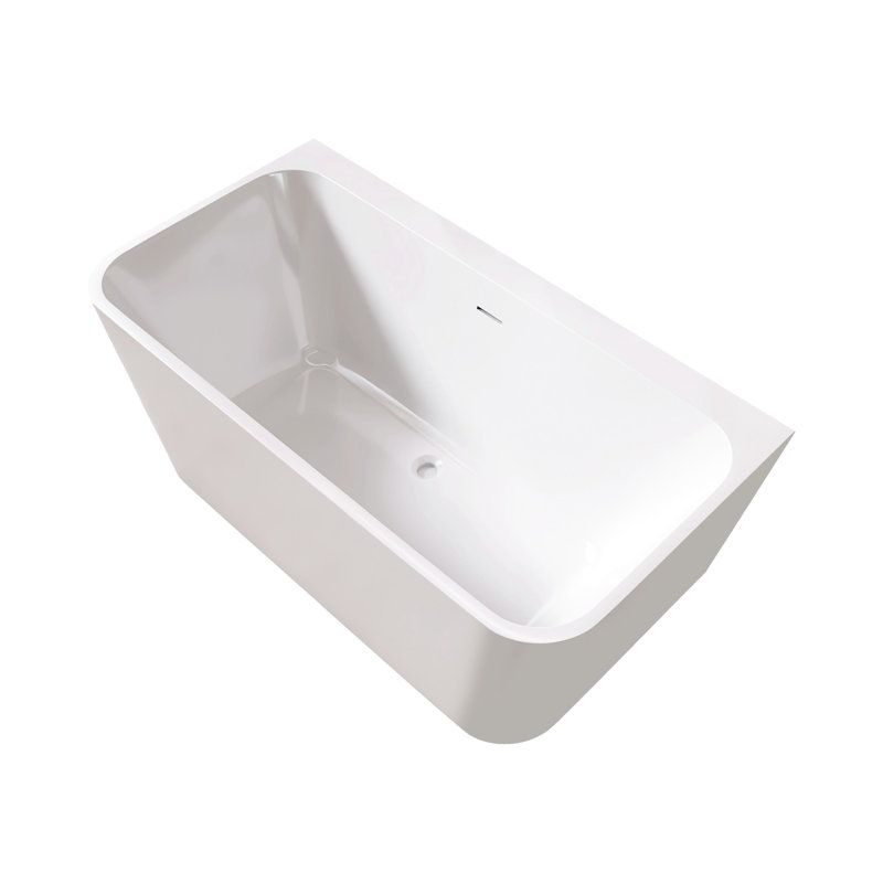 55" Rectangular Gloss White Acrylic Soaker Tub, With Materials, Fiberglass Reinforced Bottom, Non-Slip Feature, Design, Drains Not Provided Bathtub, Standing, Resin And , Reinforced, For Secure Use,