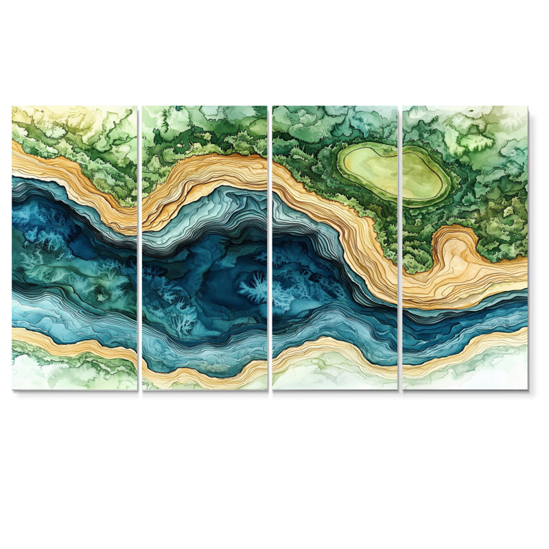 Abstrait parcours de golf «Horizon II» - art mural de golf - art mural moderne pour le salon, H 28 po x l 48 po, 4
