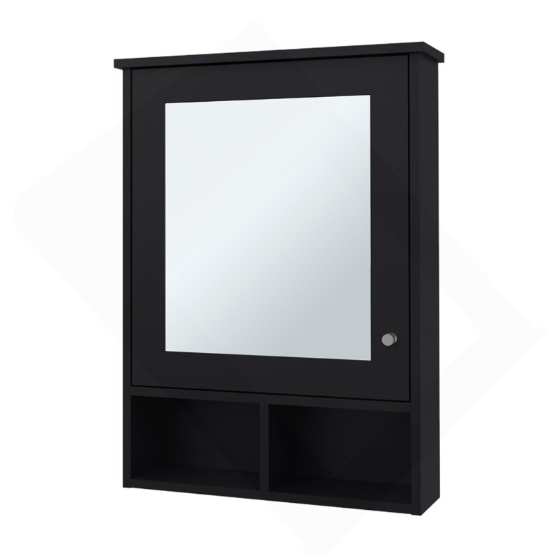Pharmacie avec porte et miroir inclus, Noir