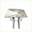 Table basse en pierre frittée pour le salon, structure en métal argenté, facile à nettoyer et amp; Résistant aux égratignures-919518768