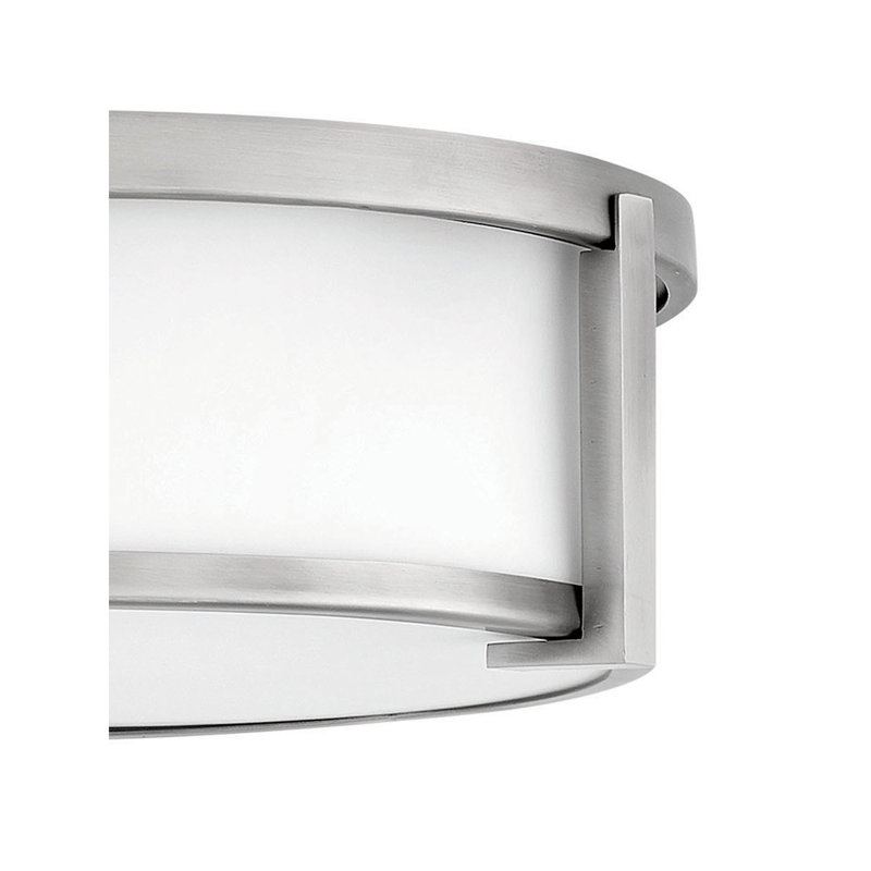 Lowell Modern Flush Mount Ceiling Light, Antique Nickel, 4.75" H x 16" W x 16" D