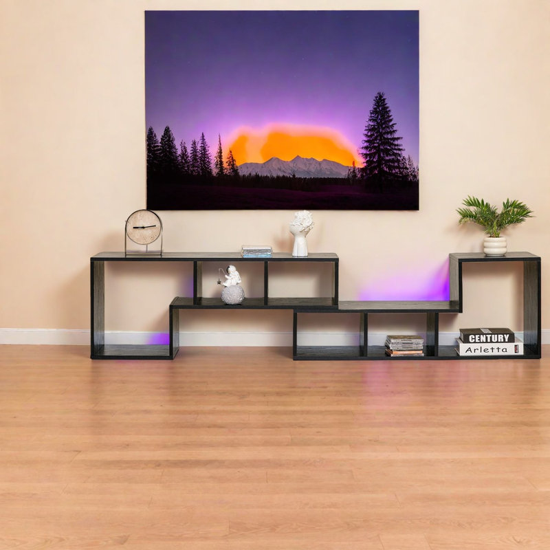 Meuble télé extensible et centres de divertissement, MDF noir, rangement pour la maison moderne