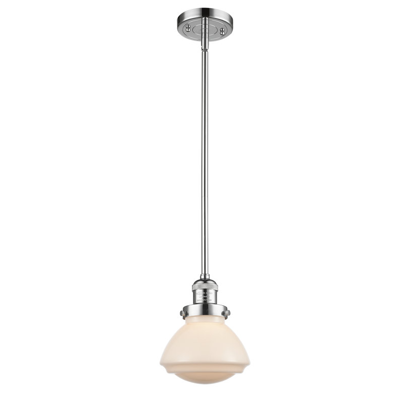 Luminaire suspendu simple à 1 lumière Chesterville, Blanc mat, Ampoule non incluse, Chrome poli