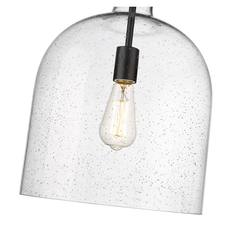 Lustre 1 lumière Walpole, H 16 po x l 12 po x P 12 po, Noir mat
