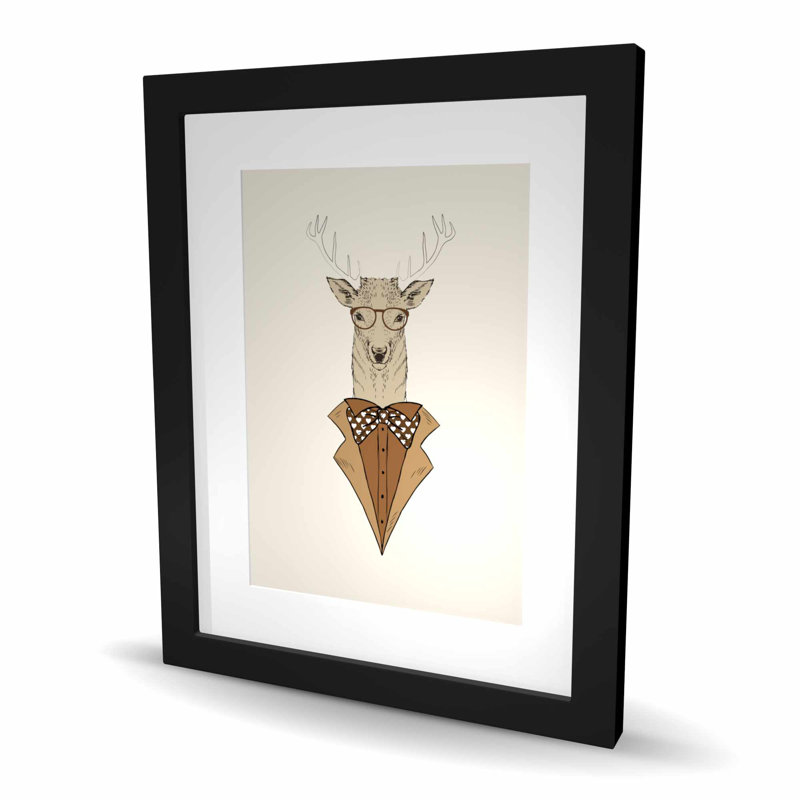 Deer with Brown Coat - Rustic Office Framed Print for Decor
