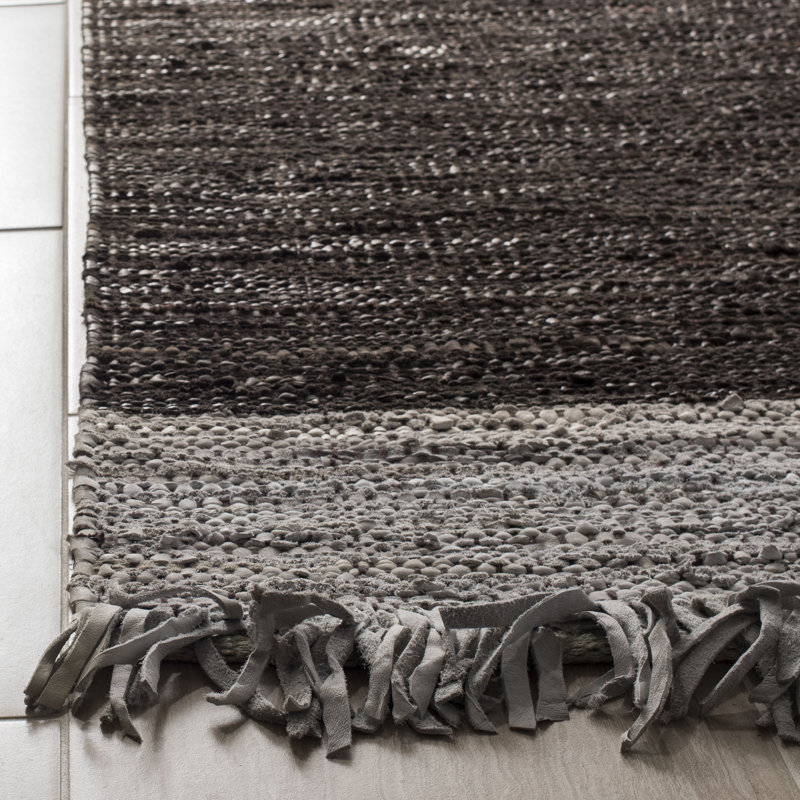 Tapis gris / brun foncé tissé à plat Exley, Rectangle 3 pi x 5 pi