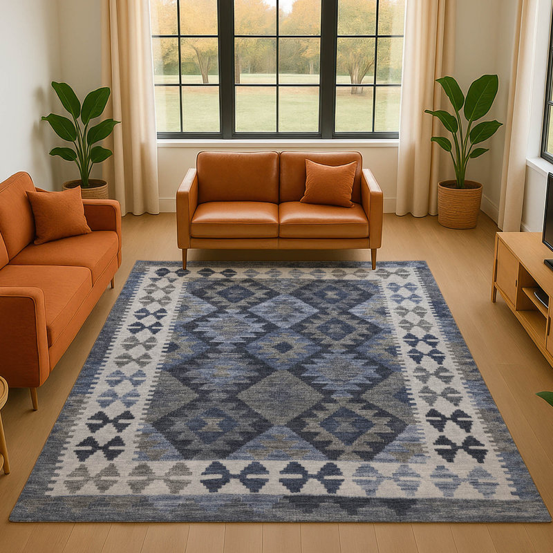 Premium Machine Washable Tara AMF1915 Tribal Rug, Rectangle 10' x 14'