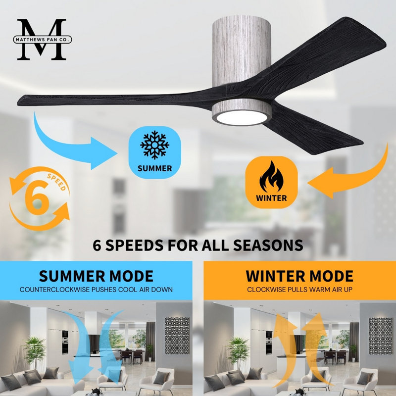 Irene LED Ceiling Fan, Barn Wood Tone, Matte Black, 42"