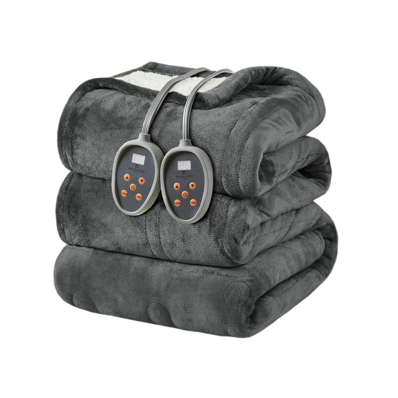 Indigo Queen Heated Plush to Berber Reversible Blanket