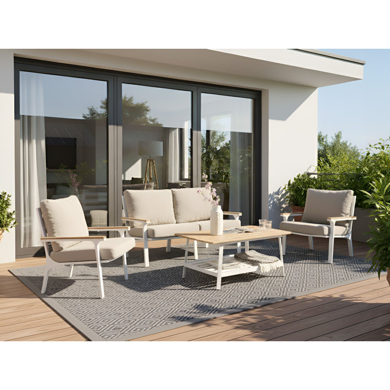 Garden Lounge Set with Table 4 Seater ORERO Taupe